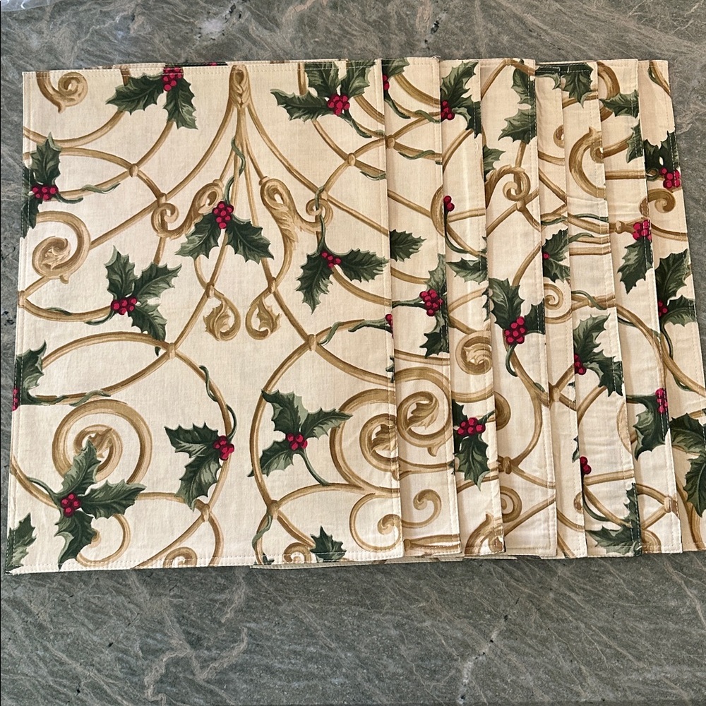 8 Lenox Christmas Reversible Material Placemats Holiday Collection - Picture 3 of 3